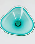 Extremely rare large MCM cased turquoise ombré glass Coquille bowl by Paul Kedelv