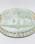 1940s hand etched mirror tray with gold aventurine rope border