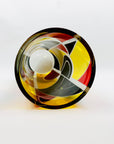Extremely rare antique Art Deco citrine, black and ruby enamel cylinder glass vase by Karl Palda
