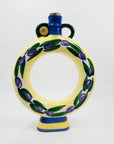 Retro Italian hand painted pottery hollow footed vase