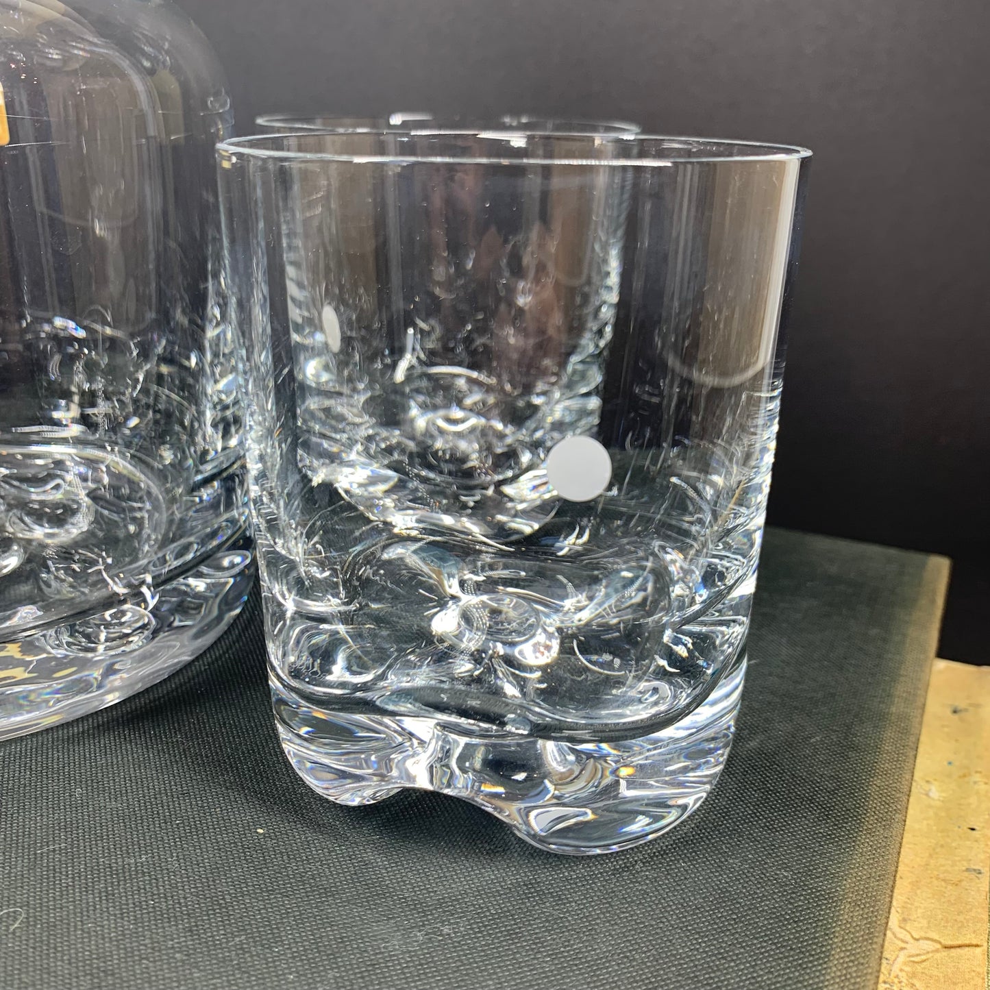 Midcentury Czech crystal decanter and whiskey glasses