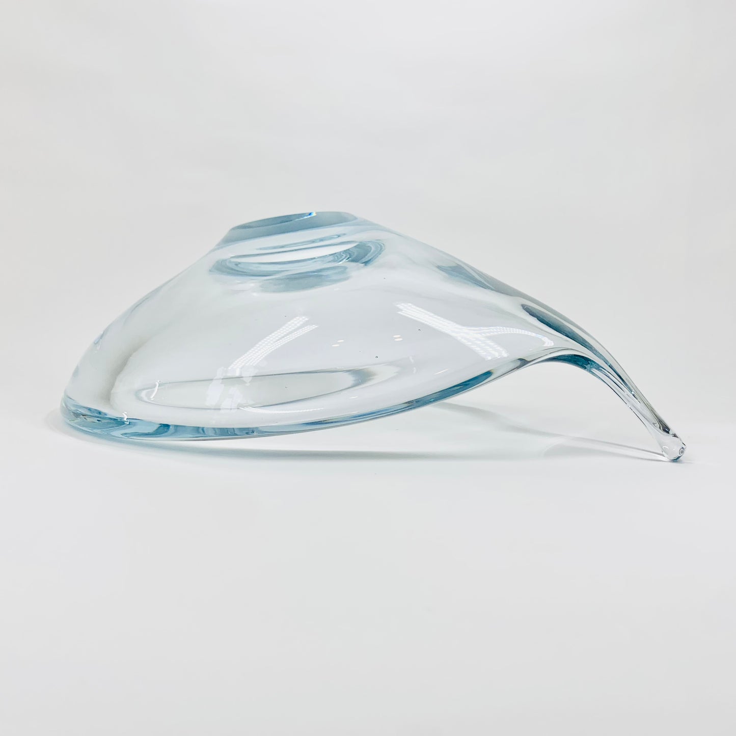 1960s Swedish Strombergshyttan modern glass tear drop bowl