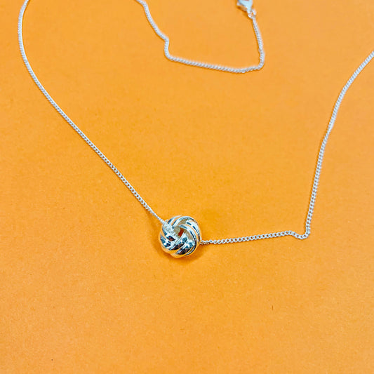 Vintage rose gold plated necklace with knot ball pendant