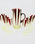 Extremely extremely rare antique Art Deco ruby enamel and citrine glass jug and matching wine glasses set by Karl Palda