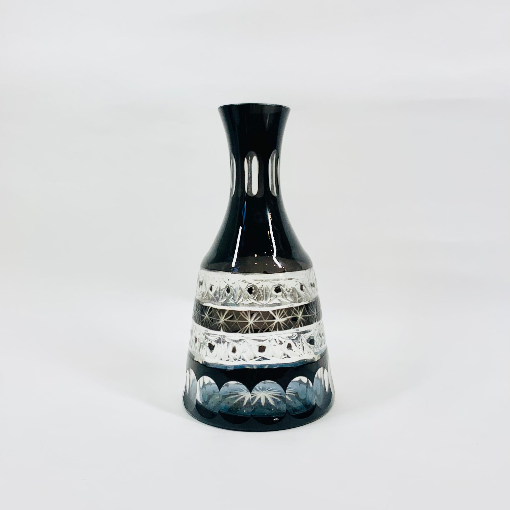 Antique Bohemian cameo hand etched glass carafe set