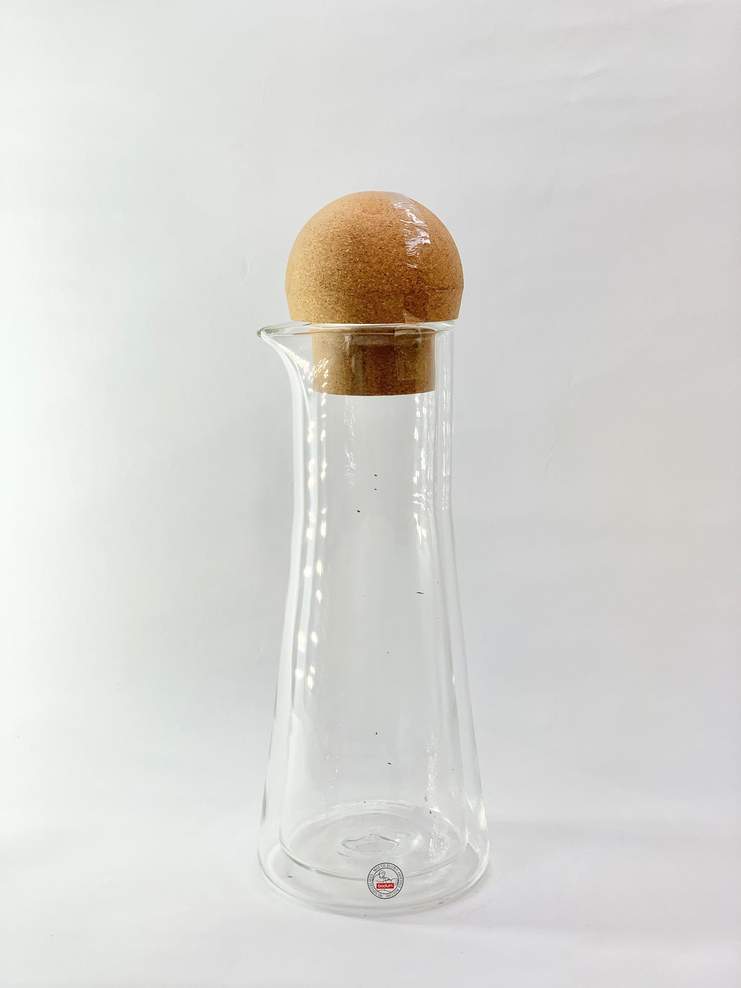 Vintage Bodum layered glass decanter with cork stopper