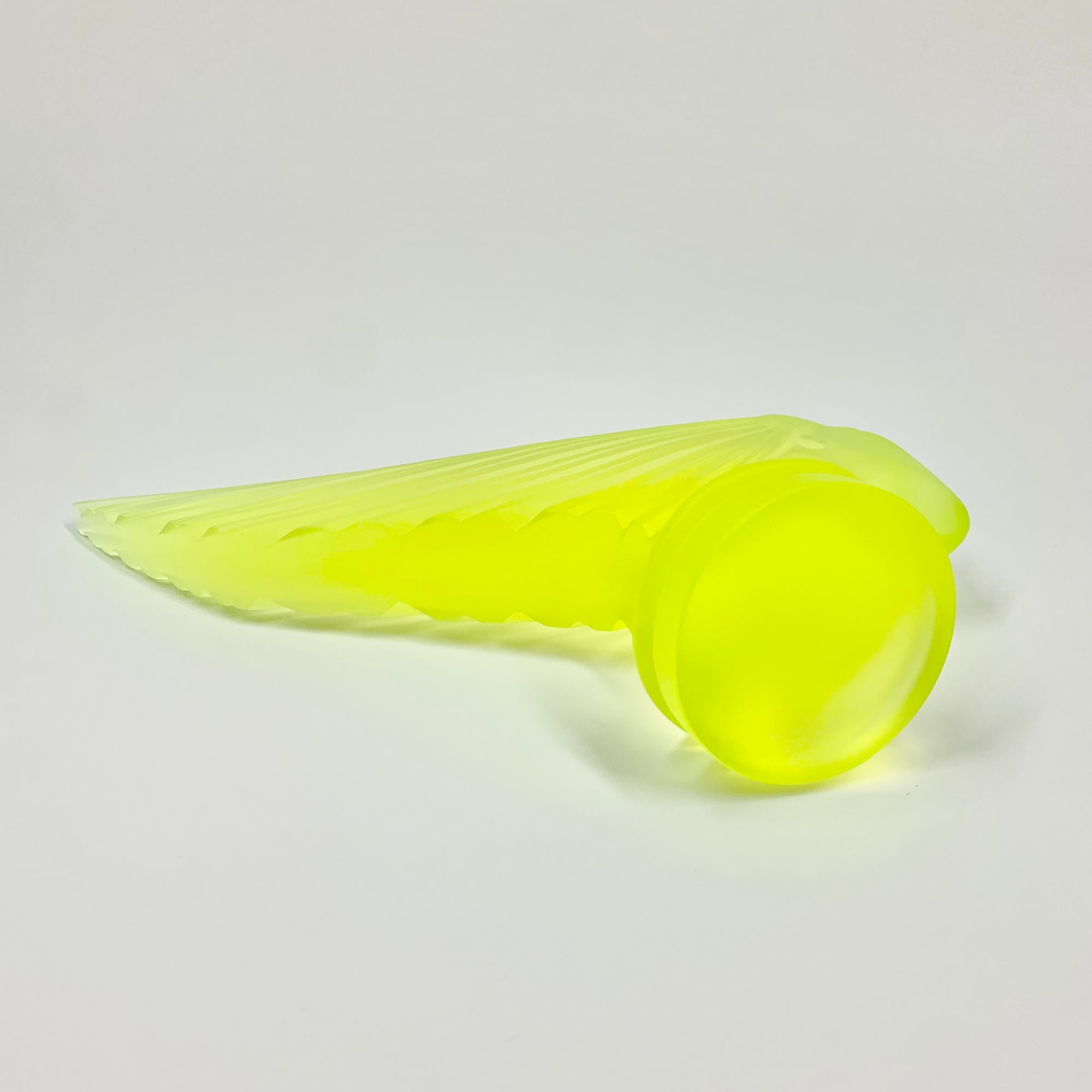 Art Deco reproduction of Lalique car mascot Victoire in uranium glass