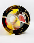 Extremely rare antique Art Deco citrine, black and ruby enamel cylinder glass vase by Karl Palda