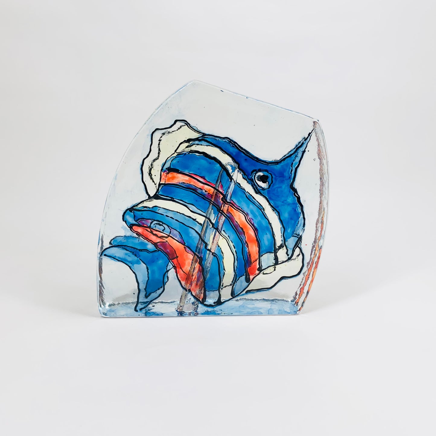 Hand painted fish on paperweight single stem vase