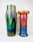 Antique Art Nouveau Kralik hand made peacock iridescent feather glass vase