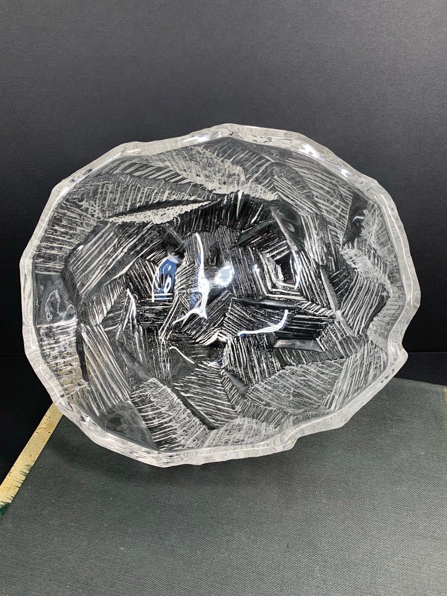 MCM Scandinavian sculptural ice glass fruit/salad bowl