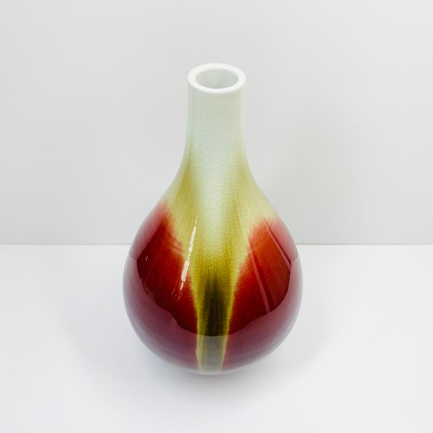 Vintage Chinese fluted flambé porcelain vase