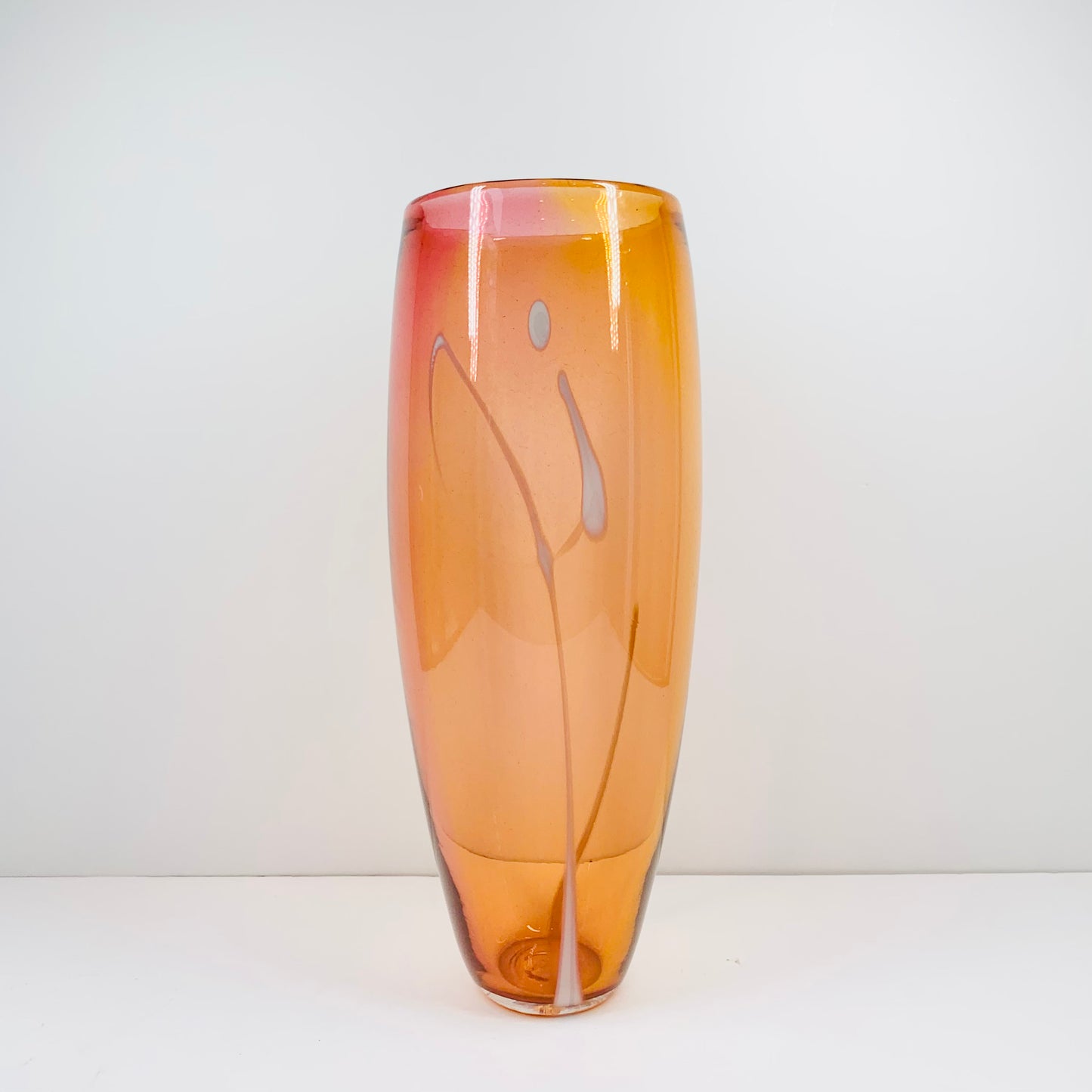 Vintage Rossi Glass Canada red orange gradient art glass vase