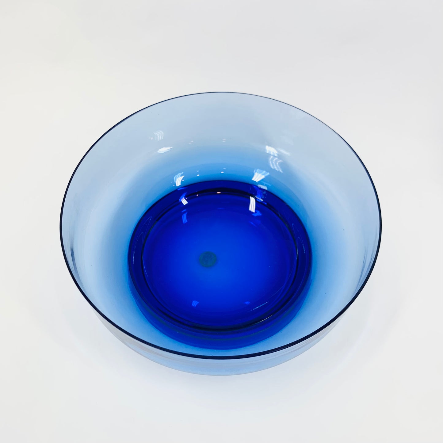 MCM hand made thick cobalt blue glass bowl