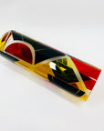 Extremely rare antique Art Deco citrine, black and ruby enamel cylinder glass vase by Karl Palda
