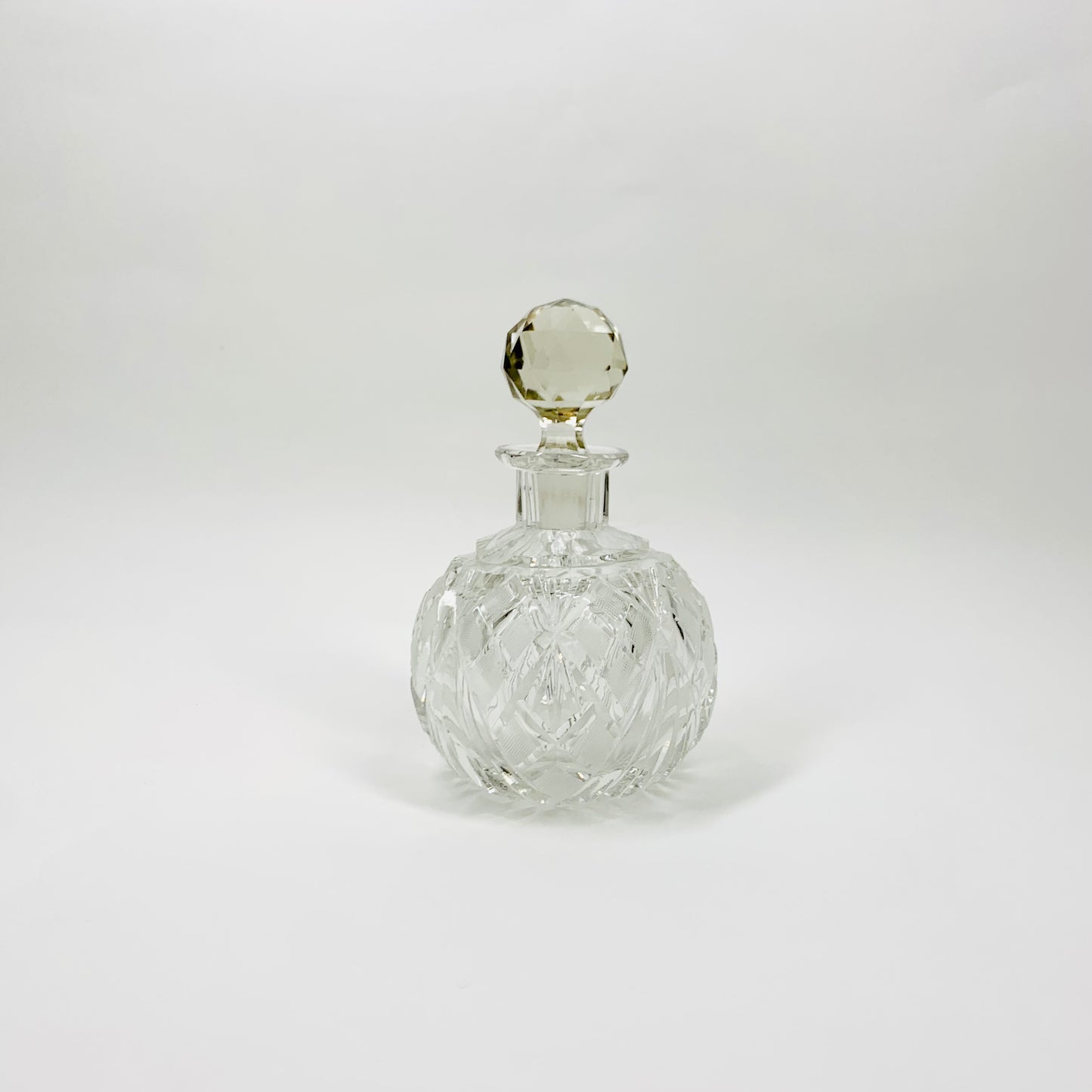 Antique hand etched cut crystal perfume bottle