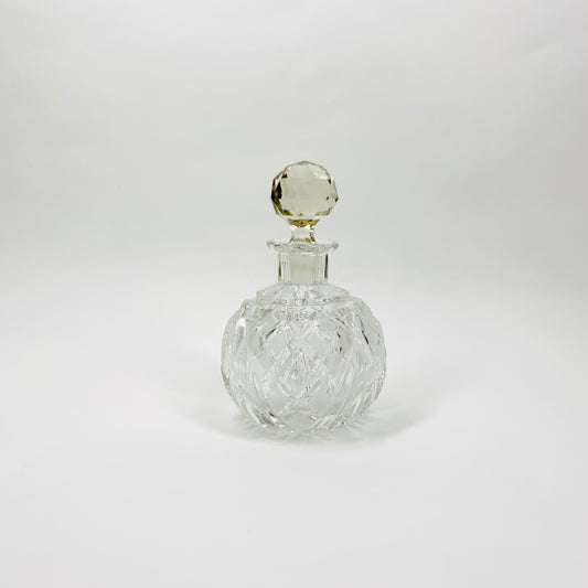 Antique hand etched cut crystal perfume bottle