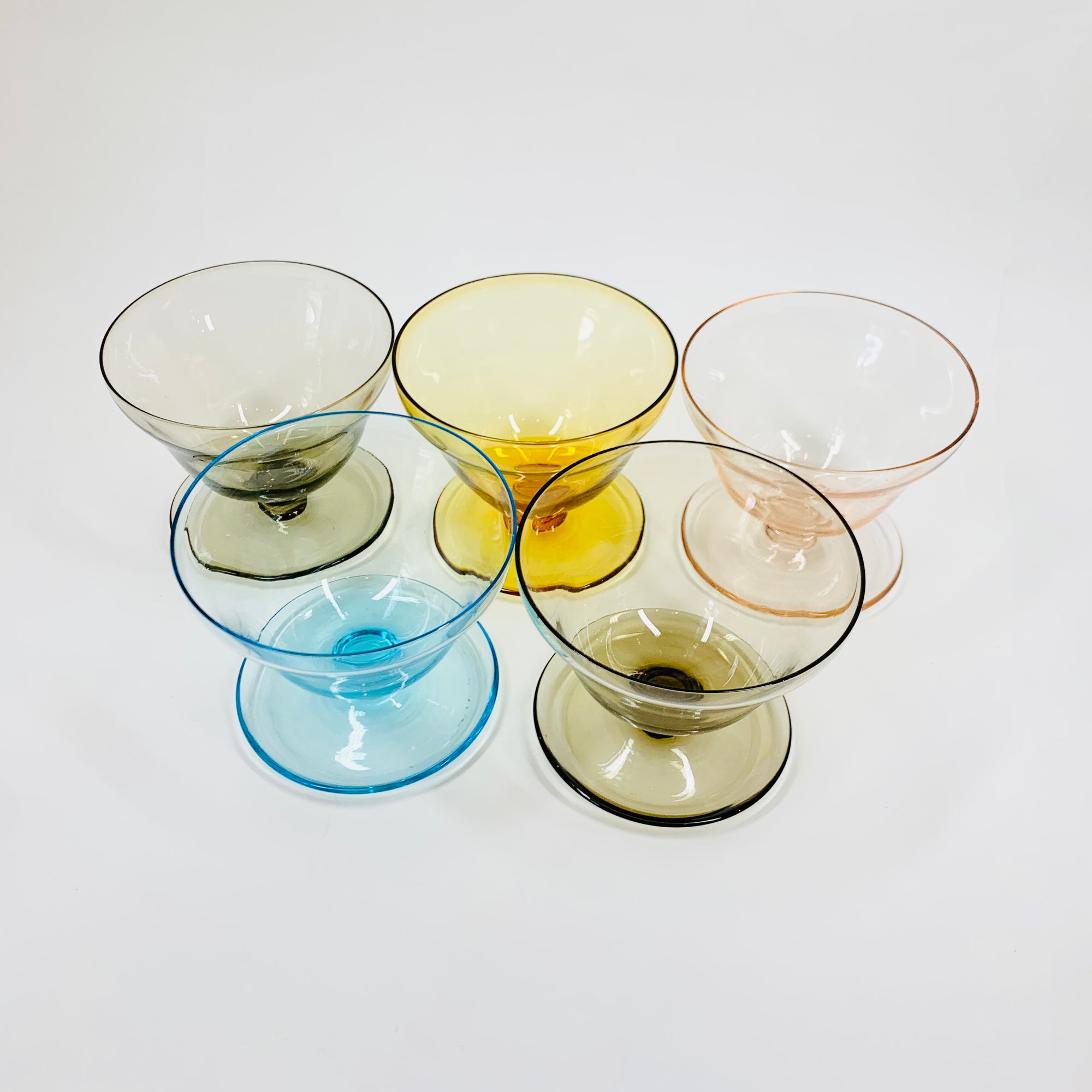 Midcentury thick harlequin glass coupe/dessert bowl
