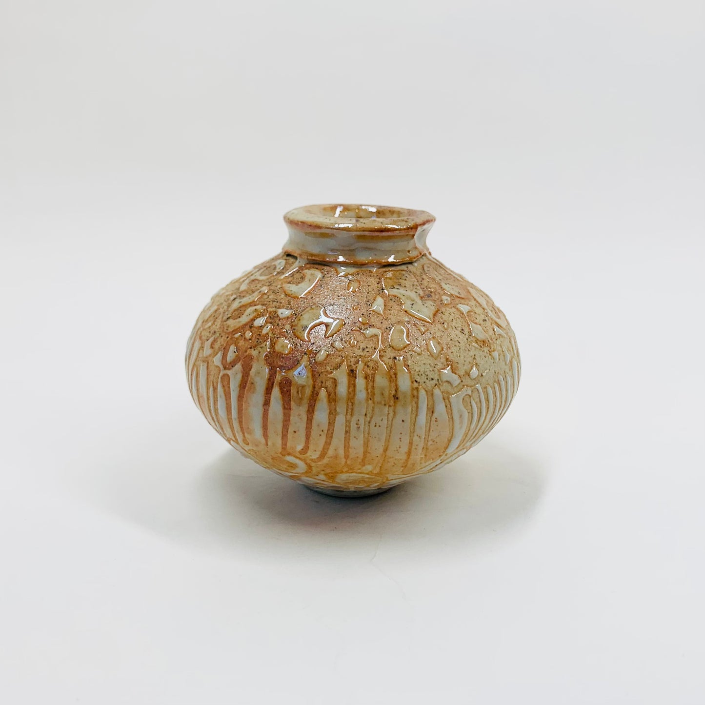 1970s Australian copper studio thick glazed mini pottery vase