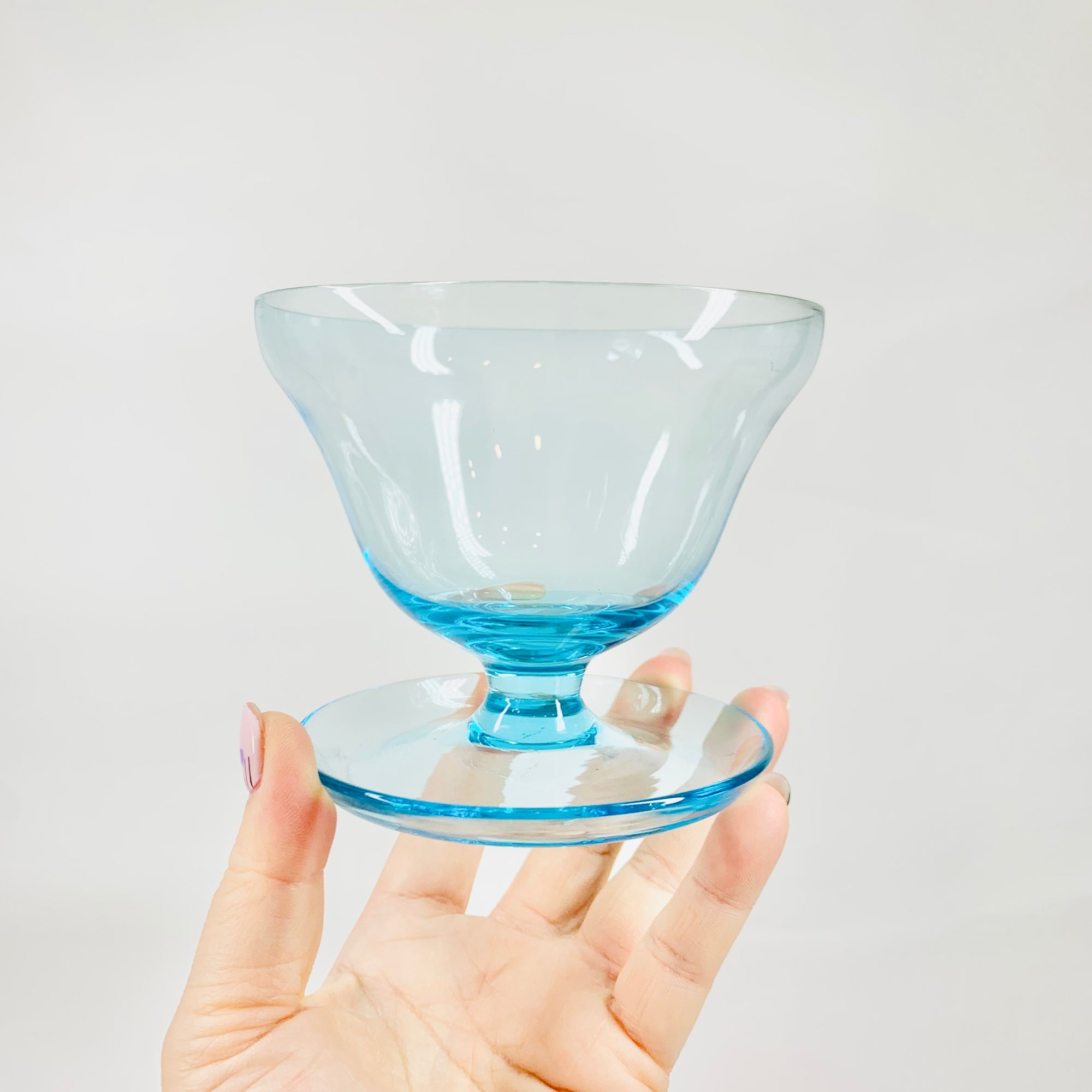 Midcentury thick harlequin glass coupe/dessert bowl
