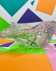 Antique Bohemian cut crystal boat bowl