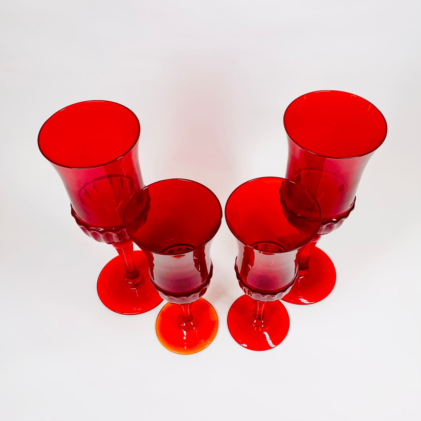 Extremely rare Midcentury French ruby glass goblets