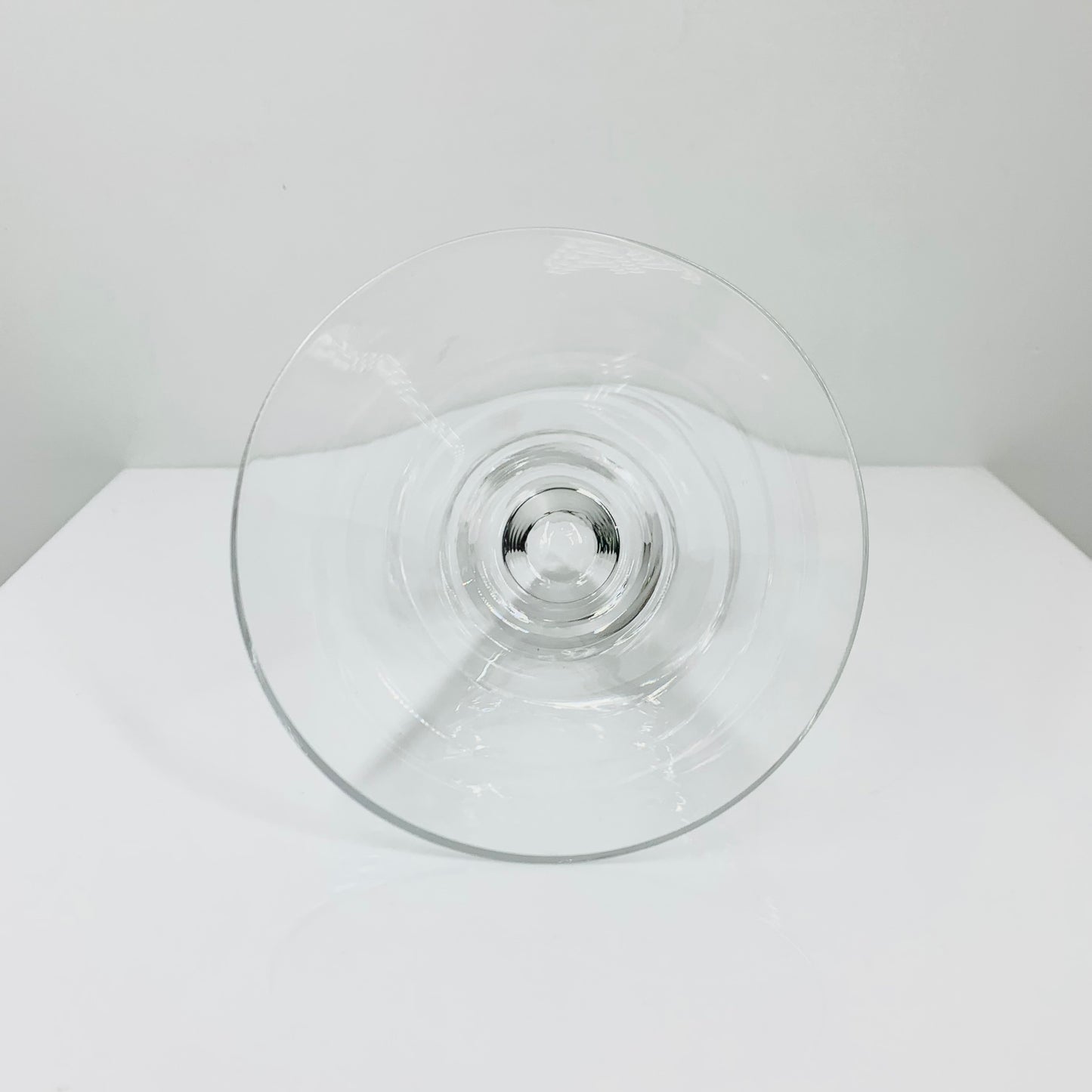 1980s Krosno Poland clear glass bowl with control bubble base