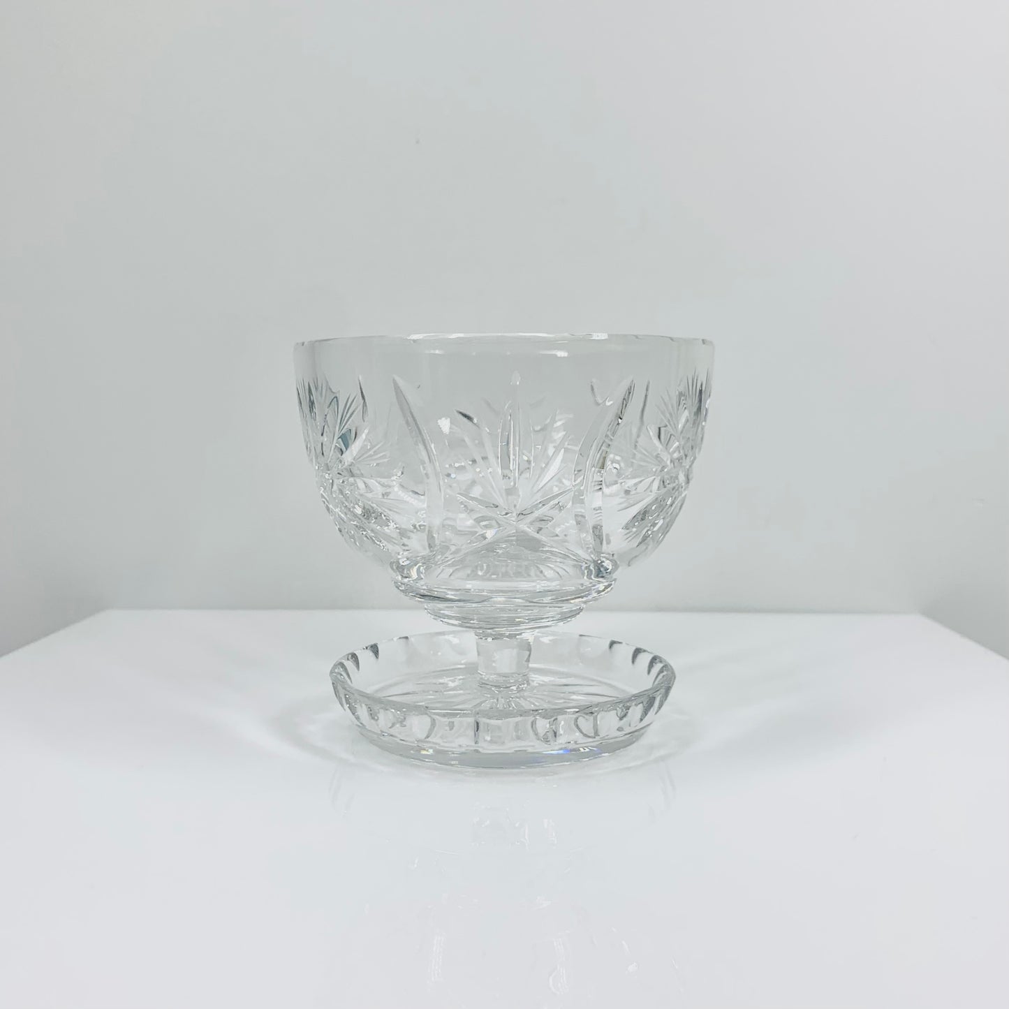 Extremely rare antique American Brilliant era hand crystal dessert coupe