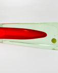 Large MCM red cased green Murano sommerso glass block vase by Mandruzatto