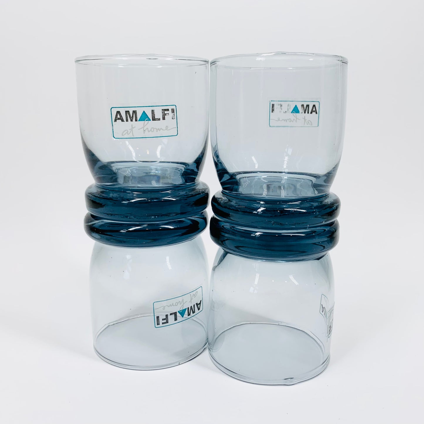 1980s Amalfi blue glass tumblers