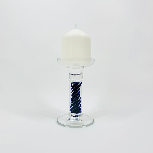 Rare vintage Villeroy & Boch glass candle holder with cobalt blue twist sommerso