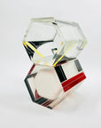 Antique Art Deco black and citrine hexagons glass posy vase by Karl Palda