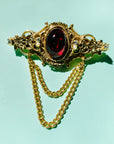 Stunning 1950s plated alloy Barcs brooch with red paste