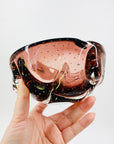 Rare MCM mouth blown Murano amethyst glass bowl/ ashtray with controlled bubbles