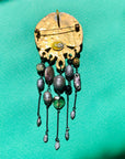 Extremely rare 1980s Nature Bijoux hand made metal enamel jelly fish brooch with pearls