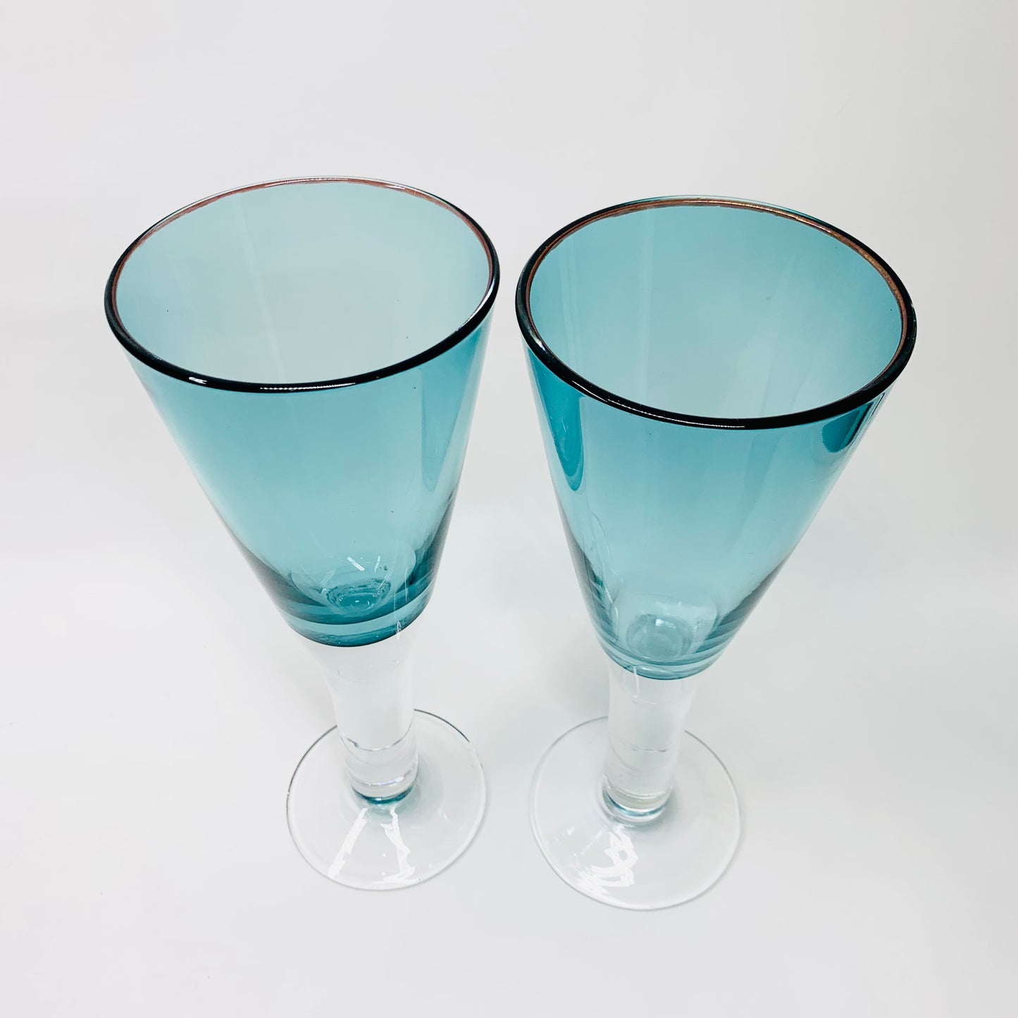 intage Italian hand blown blue sommerso glass goblet