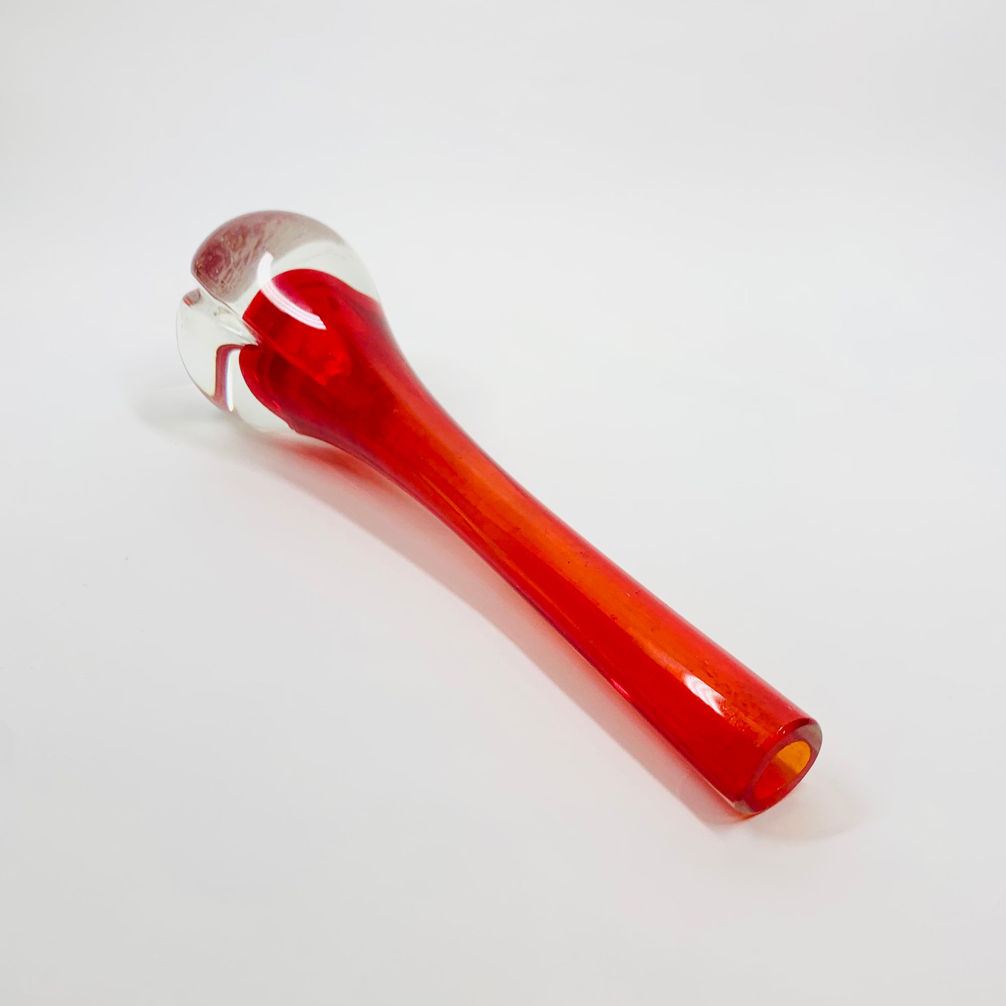 MCM red sommerso glass single stem vase
