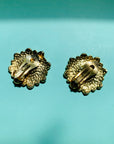 Extremely rare 1970s Trifari gold plated pink enamel sunflower clip on earrings