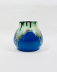 1970s Belgian hand glazed blue pottery vase