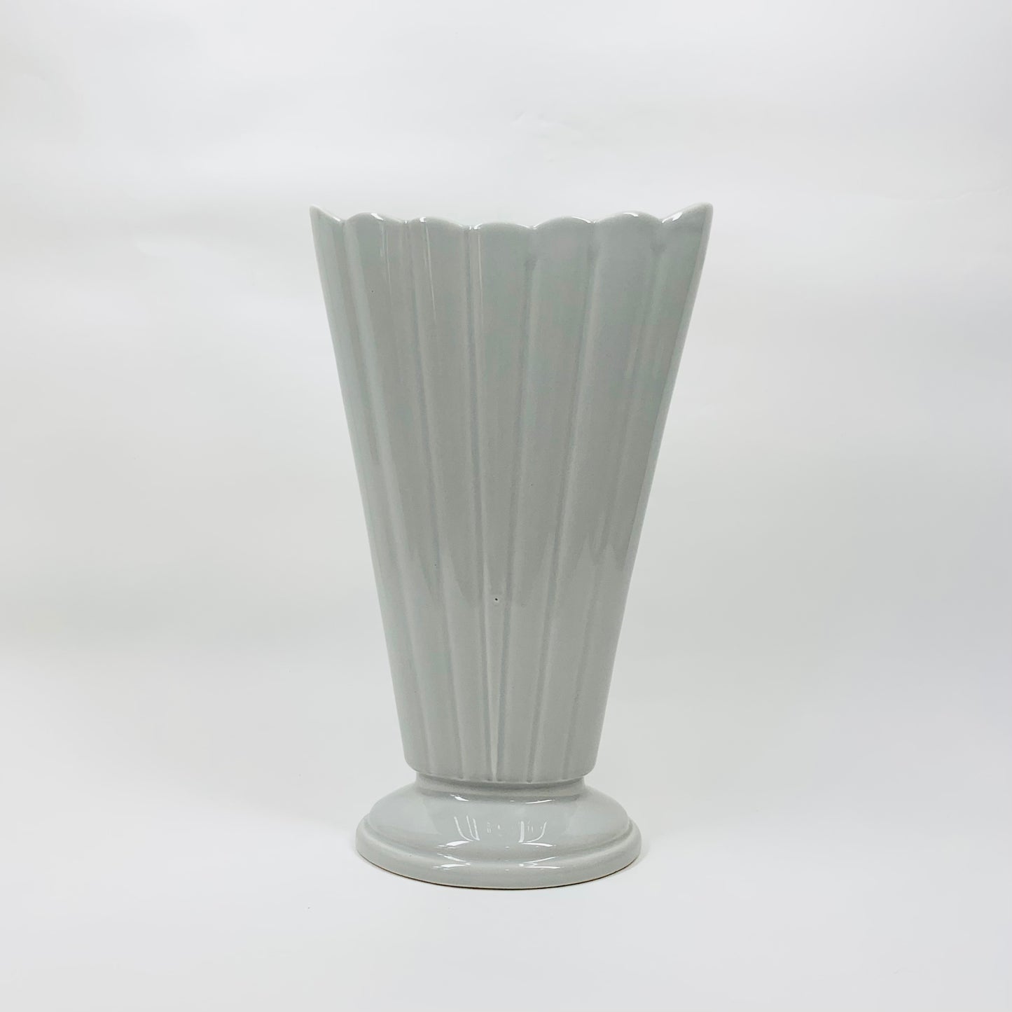 Rare vintage Japanese grey porcelain Art Deco revival fan vase