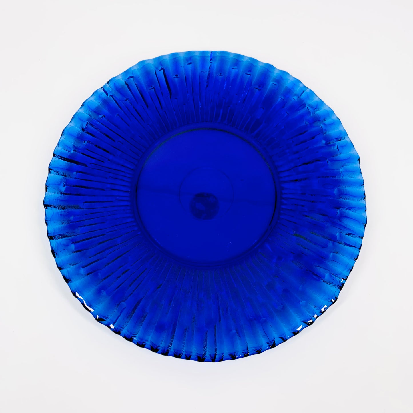 Vintage Spanish recycled pressed blue glass plate