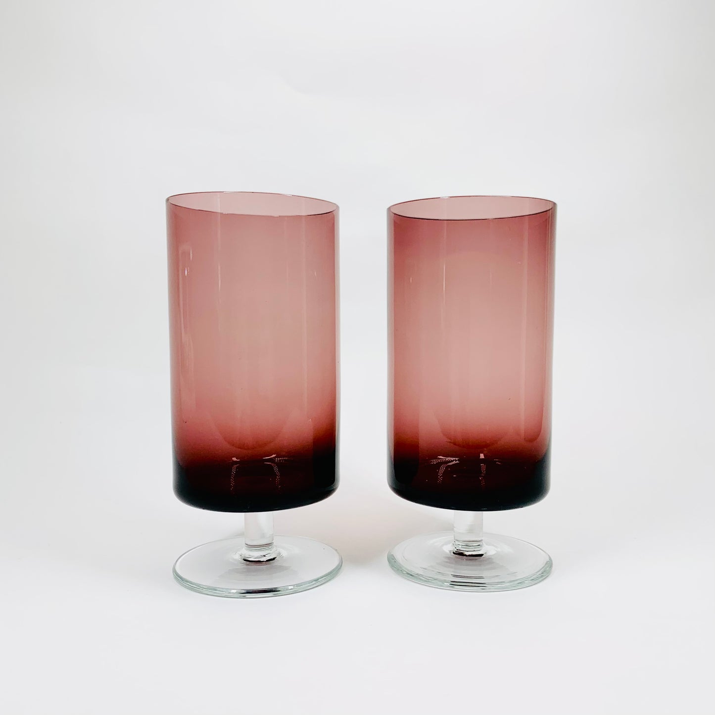 Extremely rare Midcentury amethyst footed highball/wine glasses