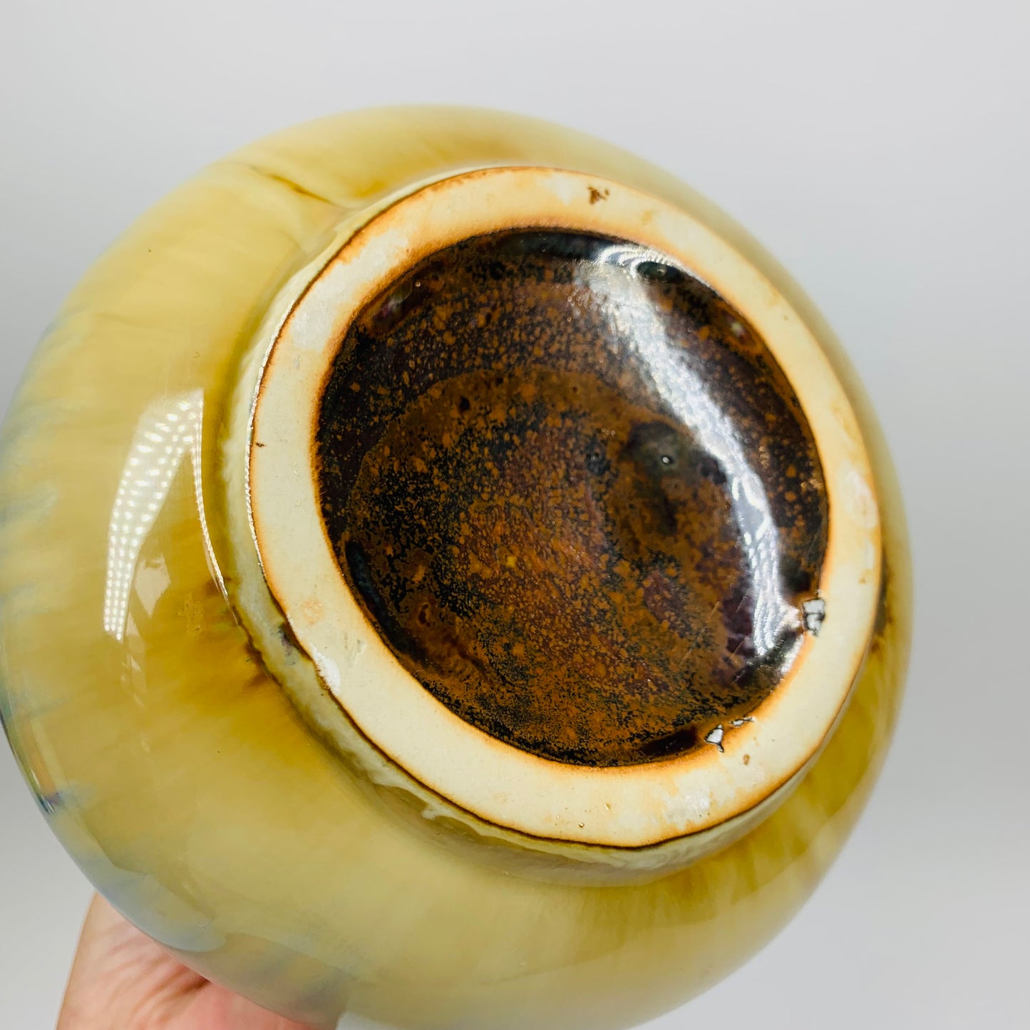 Midcentury Japanese hand glazed flambé pottery vase