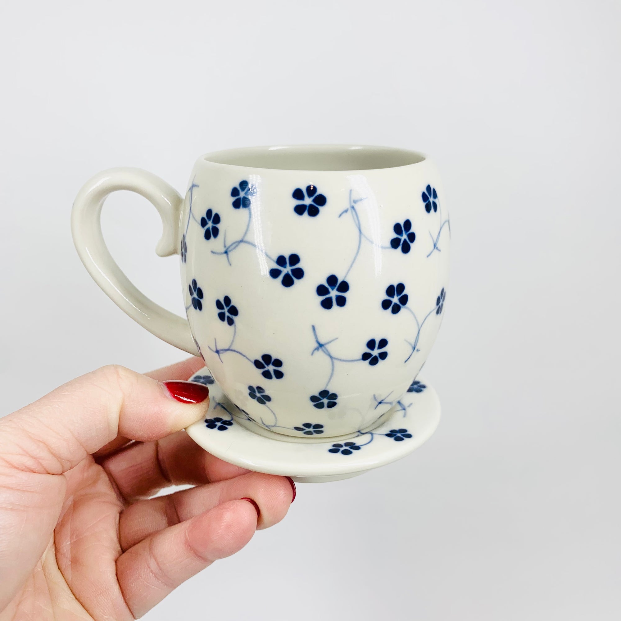 Rare retro Vietnamese hand painted porcelain coffee/tea cup and matching saucer