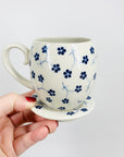 Rare retro Vietnamese hand painted porcelain coffee/tea cup and matching saucer