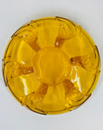 Antique Art Deco amber glass float bowl with matching flower frog