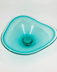 Extremely rare large MCM cased turquoise ombré glass Coquille bowl by Paul Kedelv