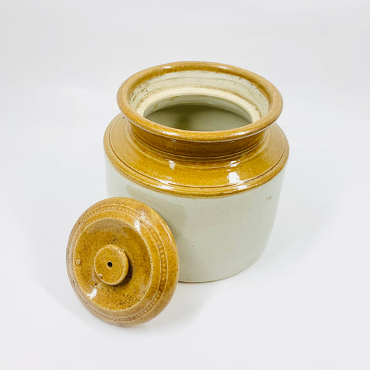 Large Midcentury hand glazed pottery canister/ginger jar