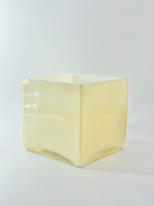 Midcentury off white cased glass vase/fruit bowl