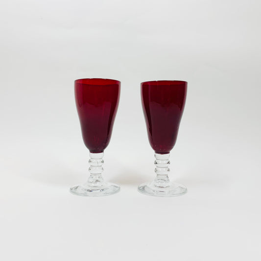 Rare Midcentury Swedish red liqueur glasses